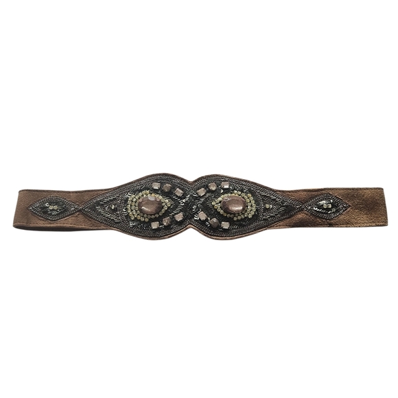Anthropolgie Y2K Boho Goat Leather Snap Closure Belt - Picture 1 of 8